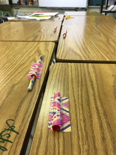 helpful teacher hacks duct tape pencil holder