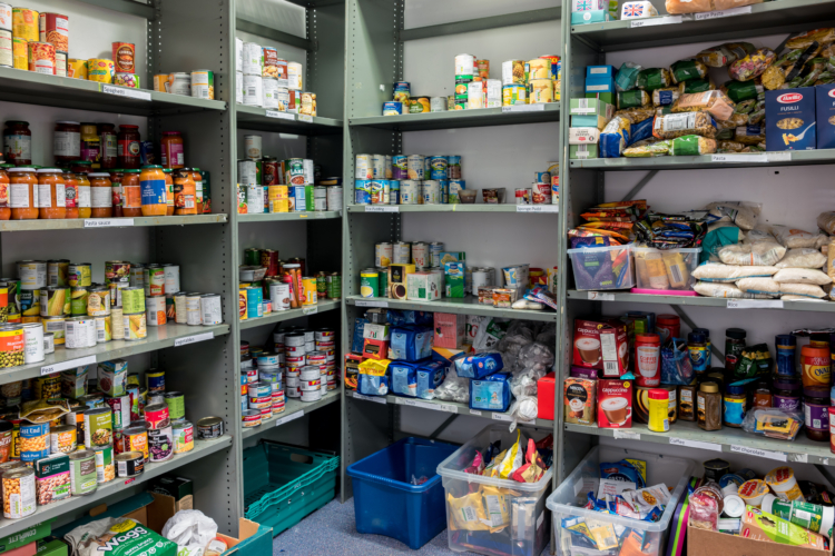A food pantry stocked to help those in need