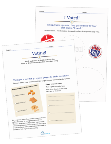 K-2 printables voting and elections